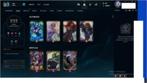 conta em oferta platina 1 com 232 skins e tods os campeao - League of Legends LOL