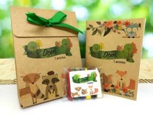 Kit Colorir Bosque com Sacolinha Kraft P - Artesanato e Personalizados