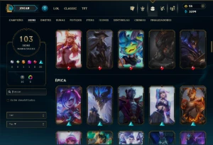 Prata 3 com 90 Champs e 103 Skins +1 Prestigio - League of Legends LOL
