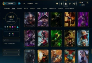 Prata 3 com 90 Champs e 103 Skins +1 Prestigio - League of Legends LOL