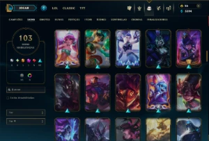 Prata 3 com 90 Champs e 103 Skins +1 Prestigio - League of Legends LOL