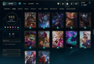 Prata 3 com 90 Champs e 103 Skins +1 Prestigio - League of Legends LOL