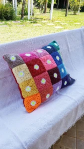 Capa de Almofada em Crochê Dupla Face Tam.g - Artesanato e Personalizados