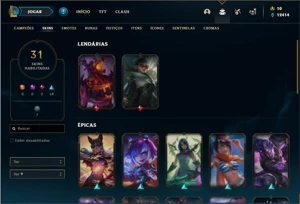Conta bronze 1 com 66 Champs e 31 Skins - League of Legends LOL