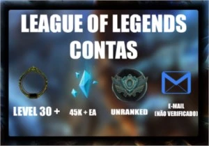CONTAS LOL PARA SMURF/ SENDO UNRANKED 50K+ EA - League of Legends