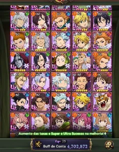 Conta de 7DS com vários colabes - Seven Deadly Sins