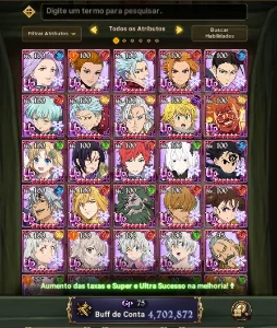 Conta de 7DS com vários colabes - Seven Deadly Sins