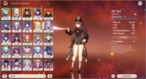 Conta AR 48 com Hutao C1 + 5 personagens 5 estrelas - Genshin Impact