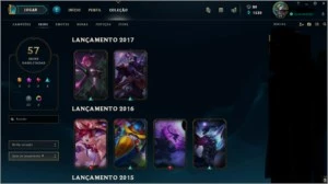 CONTA GOLD 1(PLAT s7), 57 SKINS, FALTANDO 8 CHAMPS, LVL 77 - League of Legends LOL