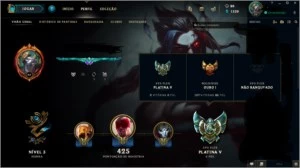 CONTA GOLD 1(PLAT s7), 57 SKINS, FALTANDO 8 CHAMPS, LVL 77 - League of Legends LOL