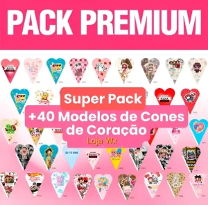 Pack 50 Moldes Cones Coração Personalizados Arquivo Digital - Outros