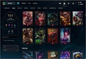 Conta prata 4 com TODOS os champs e 721 Skins + 60 Cromas - League of Legends LOL