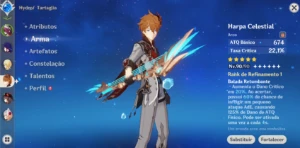 CONTA GENSHIN AR56 - 9 LENDÁRIOS ⭐ + 3 ARMAS 5 ⭐- HUTAO+ - Genshin Impact