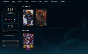 218SKINS, MMR PLATINA, TODAS VITORIOSAS DESDE 2016 - League of Legends LOL