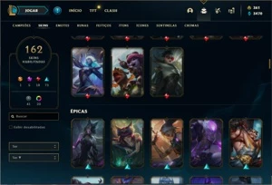Conta Platina 4 com TODOS os champs e 162 Skin + 4 Prestigio - League of Legends LOL