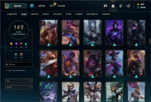 Conta Platina 4 com TODOS os champs e 162 Skin + 4 Prestigio - League of Legends LOL