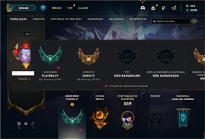 Conta Platina 4 com TODOS os champs e 162 Skin + 4 Prestigio - League of Legends LOL