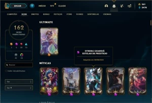 Conta Platina 4 com TODOS os champs e 162 Skin + 4 Prestigio - League of Legends LOL