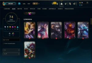 Prata 4 com 120 Champs e 74 Skins ( MID / TOP / JG ) - League of Legends LOL