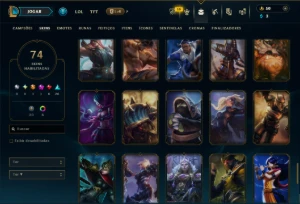 Prata 4 com 120 Champs e 74 Skins ( MID / TOP / JG ) - League of Legends LOL