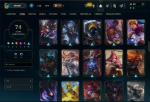 Prata 4 com 120 Champs e 74 Skins ( MID / TOP / JG ) - League of Legends LOL