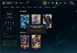 Conta ouro 3 com TODOS os champs e 247 Skins ( MAIN ADC ) - League of Legends LOL