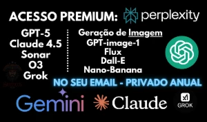 PERPLEXITY AI - 1 ano - CHATGPT-5, Grok, Claude, Gemini - Assinaturas e Premium