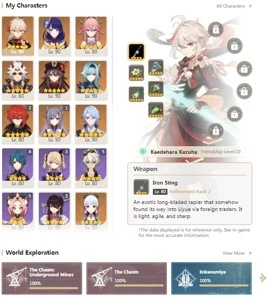 Conta com Ayaka, Ayato, Raiden, Yae, Kazuha... +Varios - Genshin Impact