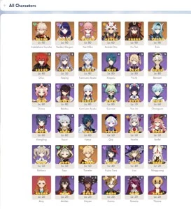 Conta com Ayaka, Ayato, Raiden, Yae, Kazuha... +Varios - Genshin Impact
