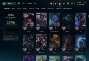 Ouro 3 com TODOS os Champs e 287 Skins( Nivel 777 ) - League of Legends LOL