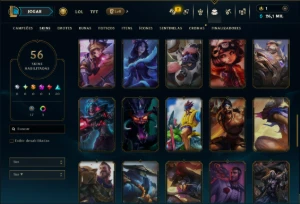 Prata 4 com 140 Champs e 56 Skins ( MID / ADC / JG ) - League of Legends LOL