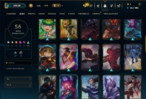 Prata 4 com 140 Champs e 56 Skins ( MID / ADC / JG ) - League of Legends LOL