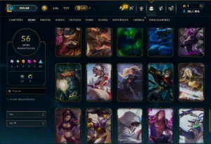 Prata 4 com 140 Champs e 56 Skins ( MID / ADC / JG ) - League of Legends LOL