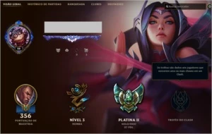 Conta LoL Plat 2 c/ Todos os Campeões e 246 skins - League of Legends