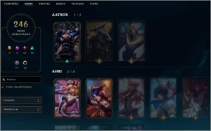 Conta LoL Plat 2 c/ Todos os Campeões e 246 skins - League of Legends