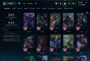 Platina 4 com TODOS os Champs e 310 Skins +15 Vitoriosas - League of Legends LOL