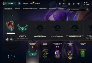 Conta Platina 4 com 43 Champs e 18 Skins + 2 Fragmentos - League of Legends LOL
