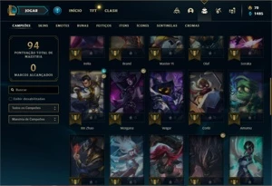 Conta Platina 4 com 43 Champs e 18 Skins + 2 Fragmentos - League of Legends LOL