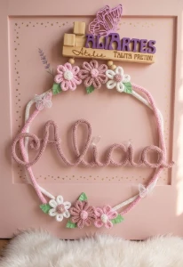 Porta Maternidade Hexagonal dupla Menina - Artesanato e Personalizados
