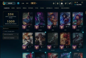 Prata 2 com TODOS os Champs e 253 Skins +3 Transcendentes - League of Legends LOL