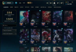 Prata 2 com TODOS os Champs e 253 Skins +3 Transcendentes - League of Legends LOL