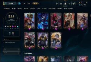 Prata 2 com TODOS os Champs e 253 Skins +3 Transcendentes - League of Legends LOL