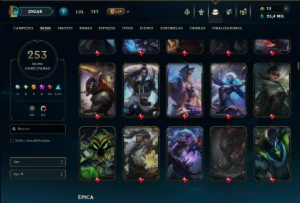 Prata 2 com TODOS os Champs e 253 Skins +3 Transcendentes - League of Legends LOL