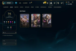 Ouro 3 com 115 Champs e 76 Skins - League of Legends LOL