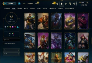 Ouro 3 com 115 Champs e 76 Skins - League of Legends LOL