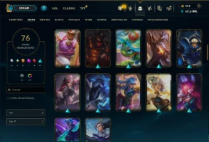 Ouro 3 com 115 Champs e 76 Skins - League of Legends LOL
