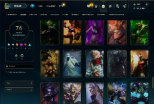 Ouro 3 com 115 Champs e 76 Skins - League of Legends LOL