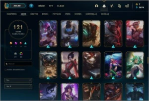 Conta DIAMANTE 1 com 121 skins e 122 champs - League of Legends LOL
