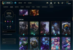 Conta DIAMANTE 1 com 121 skins e 122 champs - League of Legends LOL