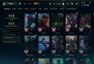 Prata 3 com TODOS os Champs e 241 Skins ( JG / TOP ) - League of Legends LOL